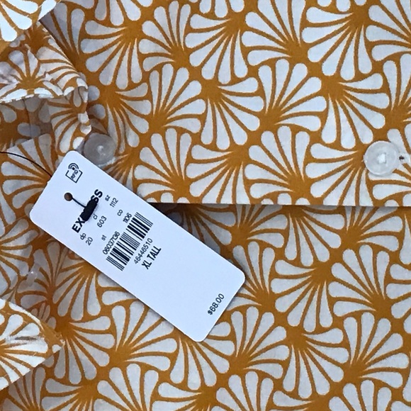 Express Men’s Abstract Orange Slim 1MX XL Tall Button Down Shirt NWT - Picture 5 of 7